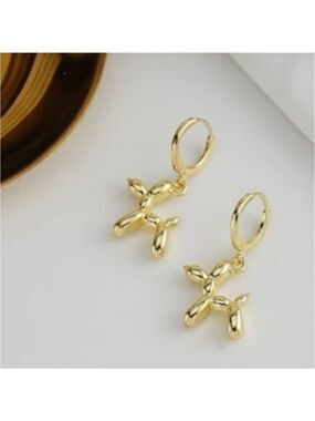 Balloon Dog Huggy Hoop Earrings in Gold Tone or Silver Tone